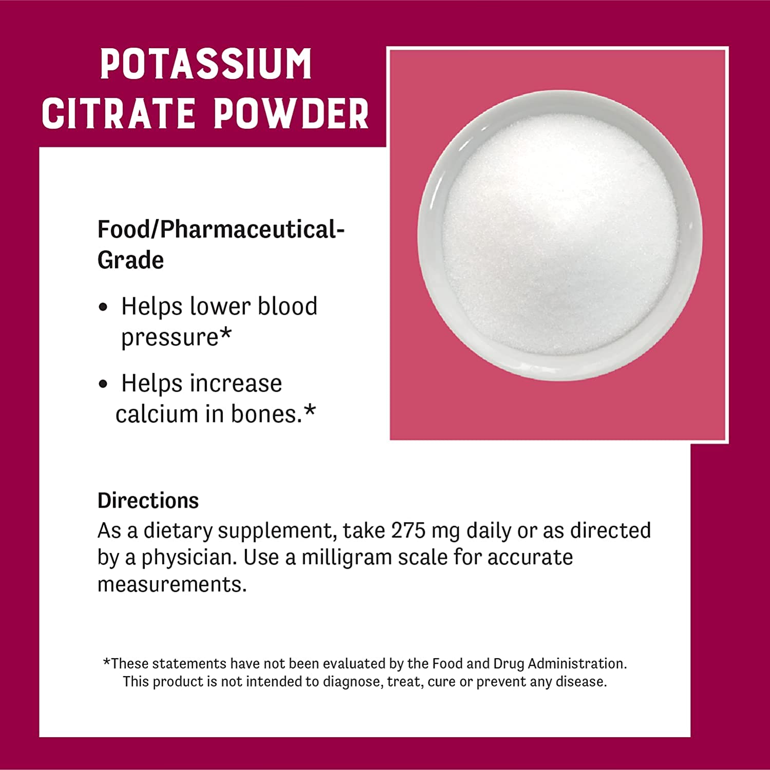 Judee’s Potassium Citrate Powder 10.58 oz (300 Grams) - Gluten-Free and Nut-Free - 100% Food Grade
