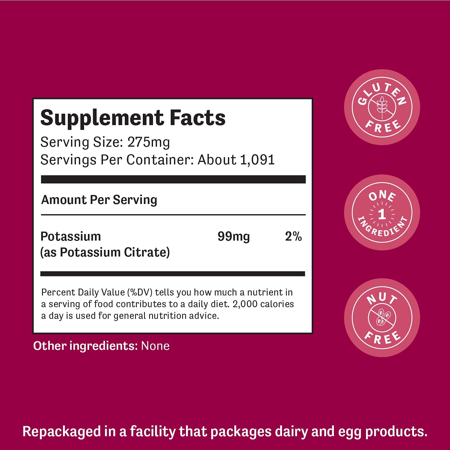 Judee’s Potassium Citrate Powder 10.58 oz (300 Grams) - Gluten-Free and Nut-Free - 100% Food Grade