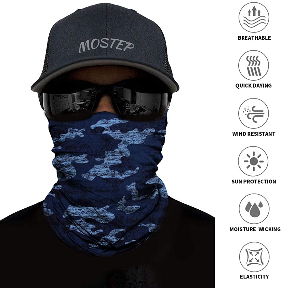 Neck Gaiter, Magic Headband Sport Headwear Elastic Face Mask Bandana Scarf UV Resistence Balaclava, 