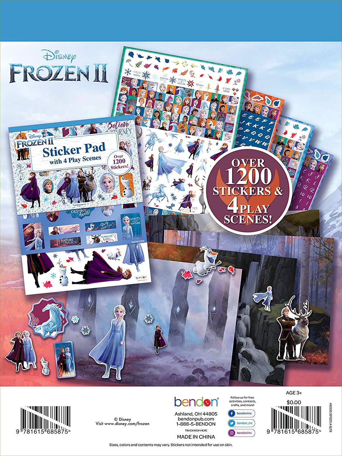 Disney Frozen 2 Sticker Pad with Play Scenes Including 1200 Stickers 46035 Bendon