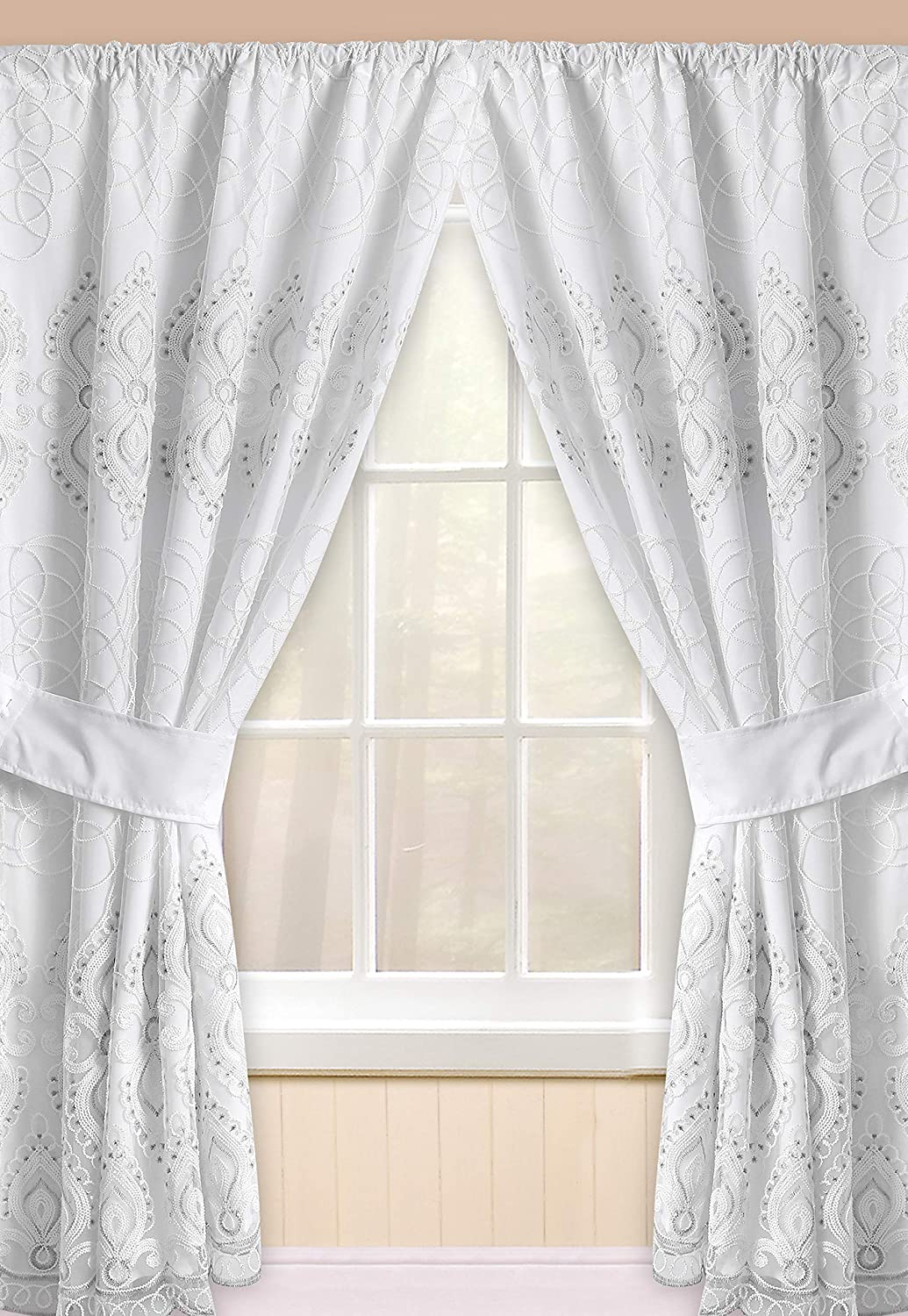 Popular Bath Monaco, Window Curtain, White