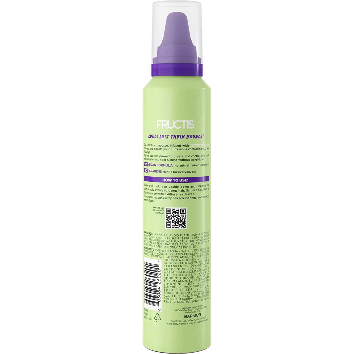 Garnier Fructis Style Curl Construct Creation Mousse, Curly, 6.8 oz. (Packaging May Vary)