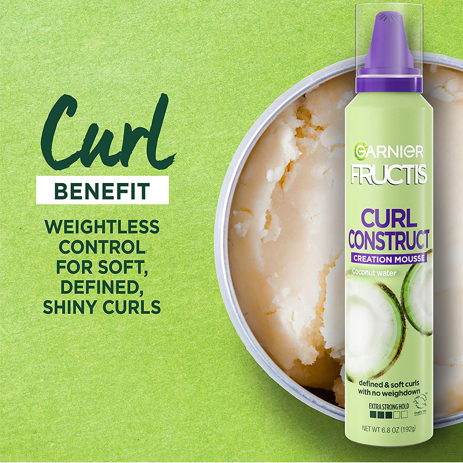 Garnier Fructis Style Curl Construct Creation Mousse, Curly, 6.8 oz. (Packaging May Vary)