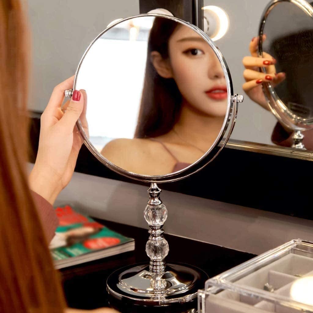 AMDHZ Desktop Vanity Mirror,Princess Mirror,Double-Sided,Portable,European Table Mirror,Bedroom Make