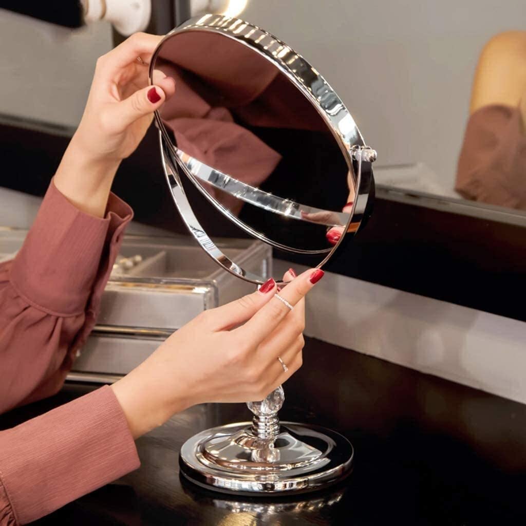 AMDHZ Desktop Vanity Mirror,Princess Mirror,Double-Sided,Portable,European Table Mirror,Bedroom Make