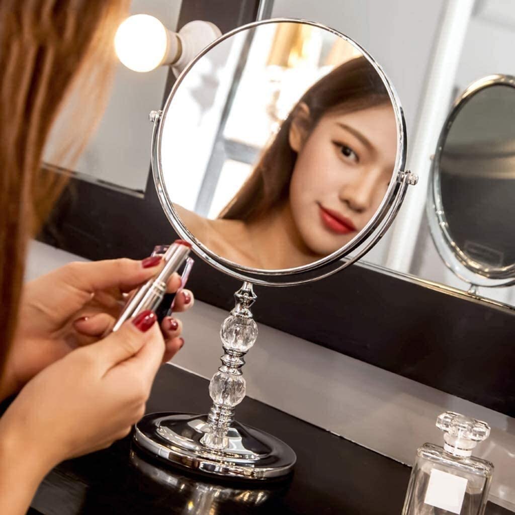 AMDHZ Desktop Vanity Mirror,Princess Mirror,Double-Sided,Portable,European Table Mirror,Bedroom Make
