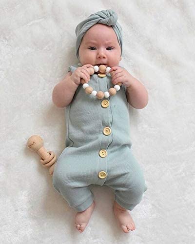 Baby Girl Boy Romper Bodysuit Solid Plain One Piece Jumpsuits Sleeveless One Piece Baby Clothes Outf