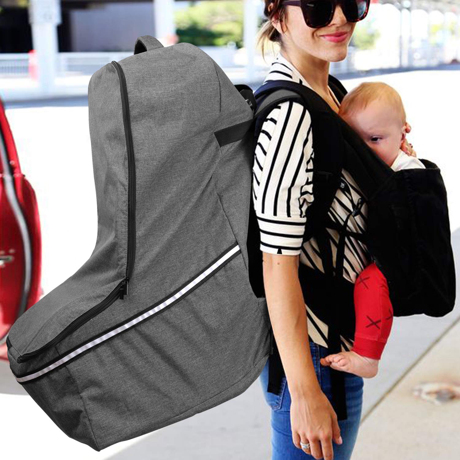 Teamoy Car Seat Travel Bag, Car Seat Gate Check Bag with Top Handle and