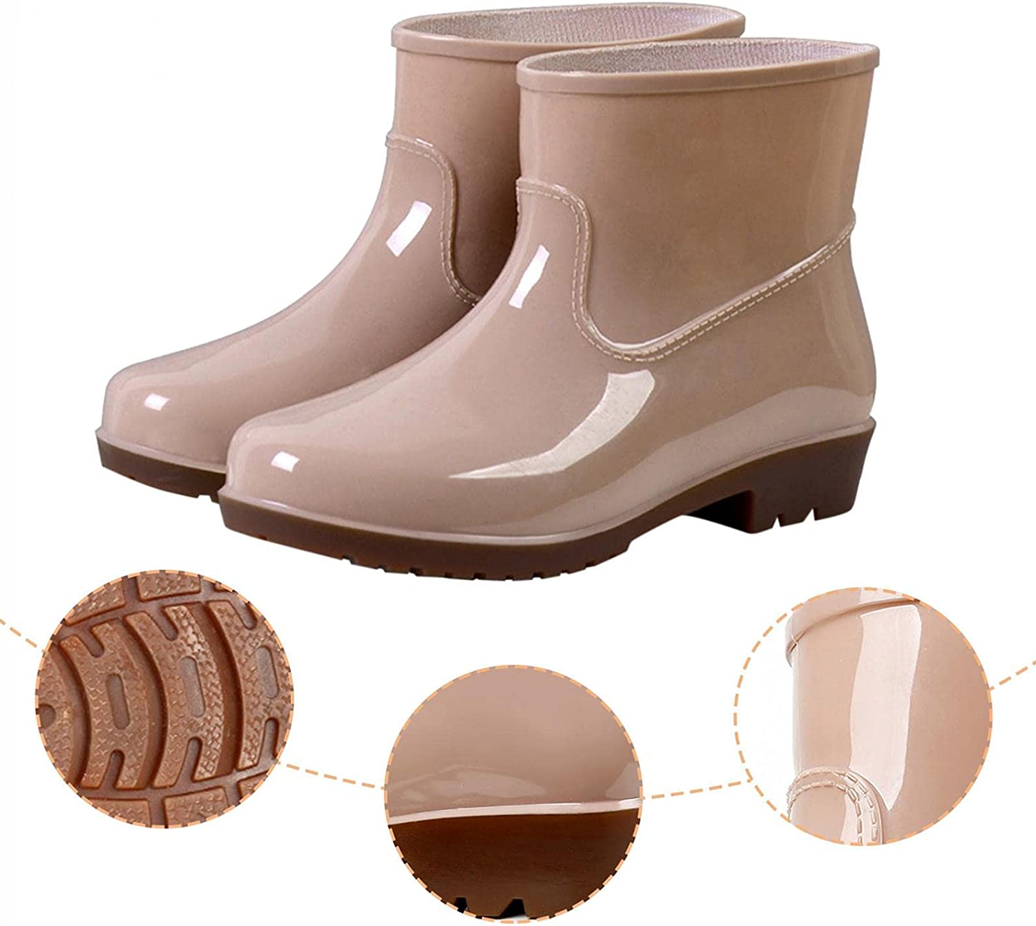 Aunimeifly Short rain Boots for Women and Waterproof Garden Shoes Stylish Light Ankle Rain Shoes and