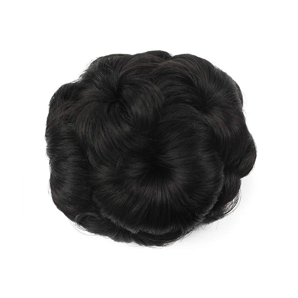 Wedding Hair Buns Jaw Claw Clip Chignon Updo Scrunchie Round Donut for Thin Hair Women Off Black