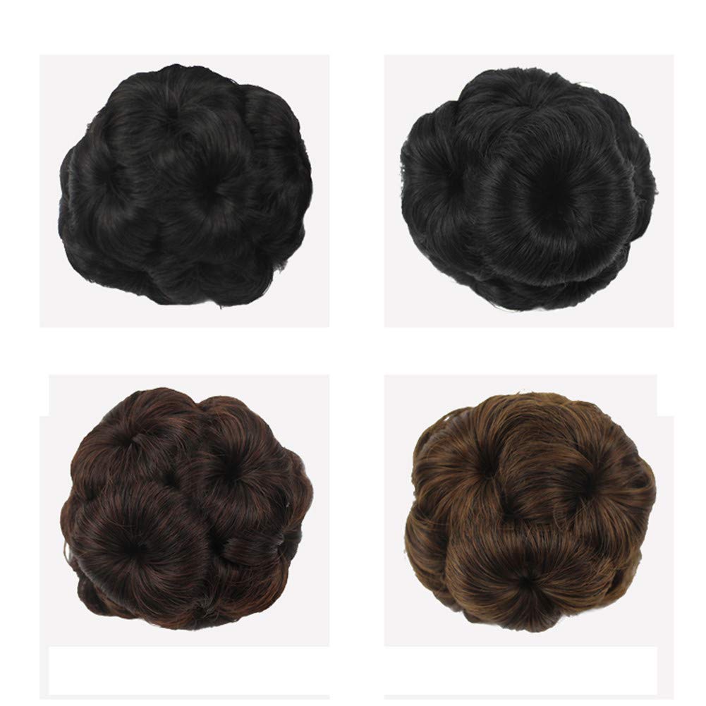 Wedding Hair Buns Jaw Claw Clip Chignon Updo Scrunchie Round Donut for Thin Hair Women Off Black