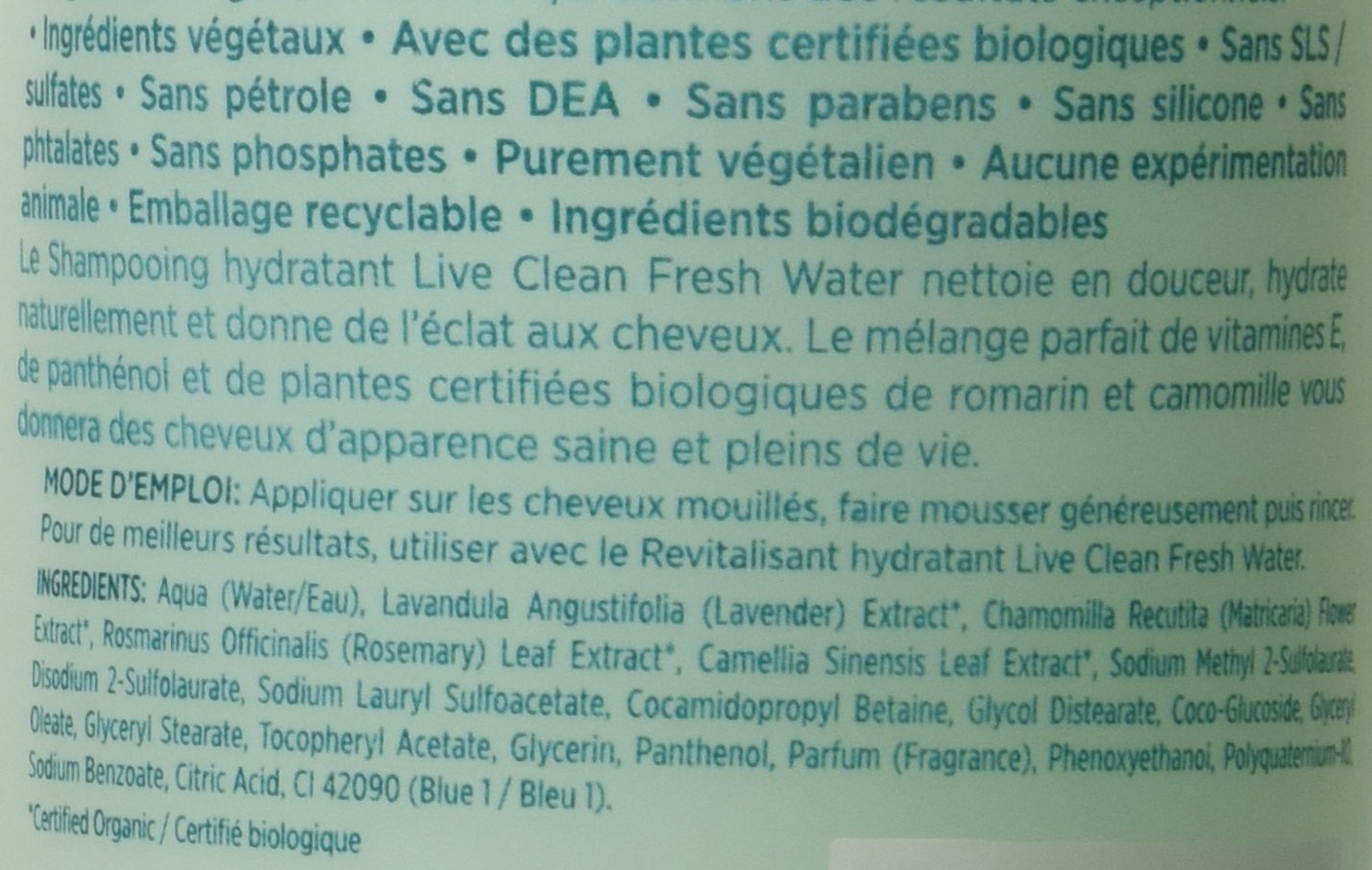 Live Clean Shampoo, Hydrating Fresh Water, 12 Oz