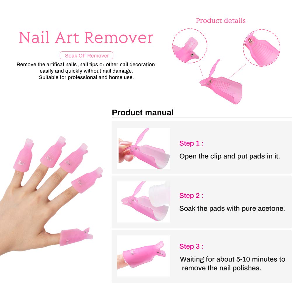 Nail Polish Gel Remover Tools Kit,MORGLES 10pcs Gel Clip Remover 300 Pack Nail Wipe Cotton Pads Nail