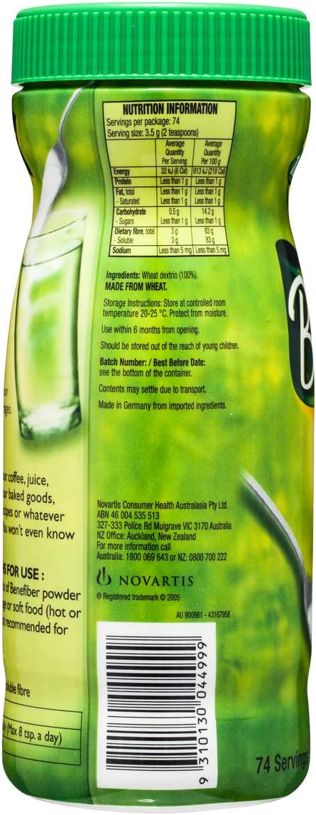 Benefiber Taste-Free, Sugar-Free Fiber Supplement Powder for Digestive Health 74 Servings 261g