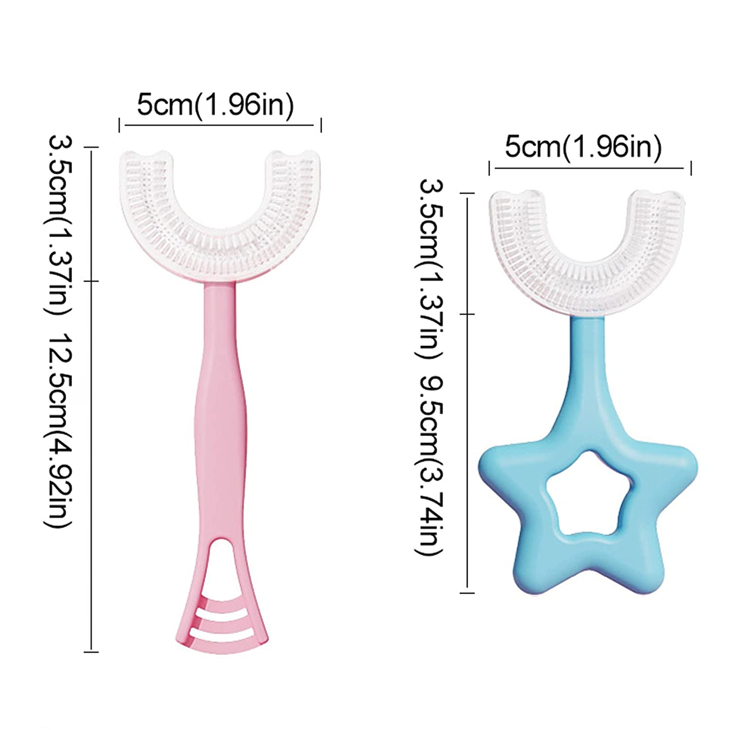Baby Kids U Shaped Toothbrush with 360° Soft Silicone Brush Heads Cute Handle Teeth Whitening Massa