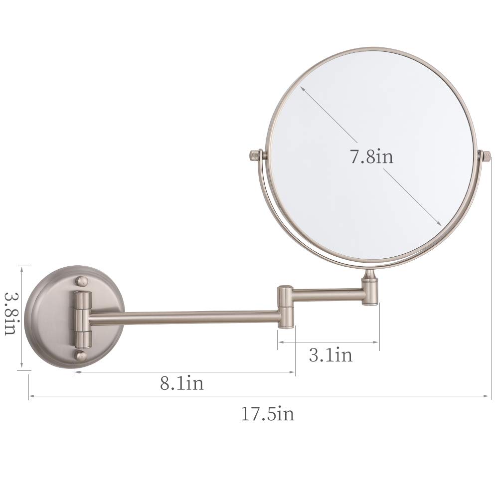 GURUN 8 Inch Two-Sided Swivel Wall Mount Mirror with 10X Magnification Makeup Mirror for Bathroom Br