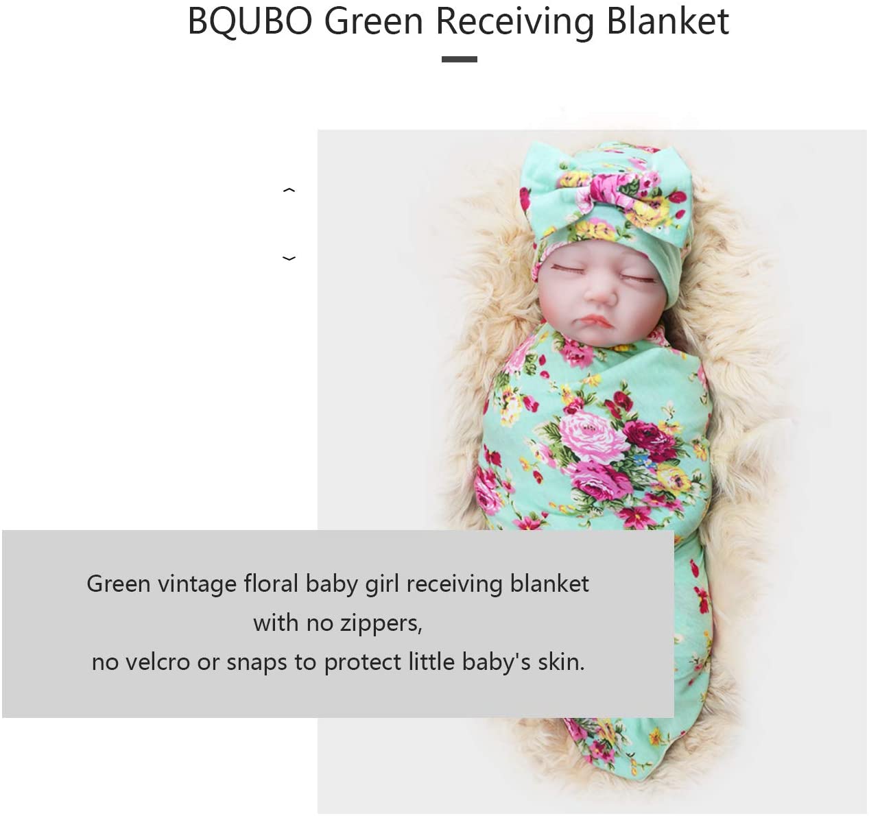 1 Pack BQUBO Newborn Floral Receiving Blankets Newborn Baby Swaddling with Headbands or Hats Sleepsa