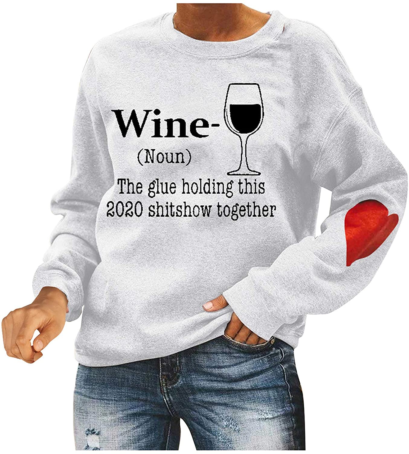 Dosoop Sweatshirts I Love Dr Fauci Tops for Women Pullvoer Long Sleeve Casual Crew Neck Pullover Blo