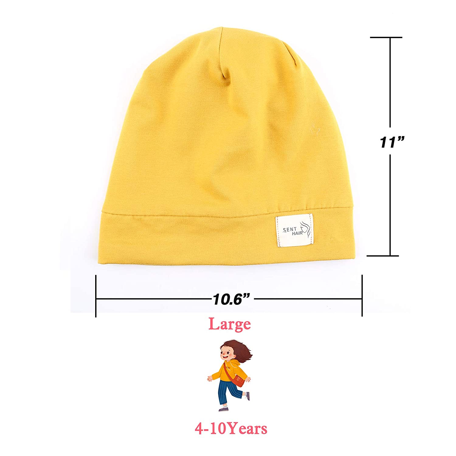 Sent Hair Kids Satin Lined Bonnet Silk Slouchy Beanie for Natural Hair Adjustable Sleep Bonnet Slap