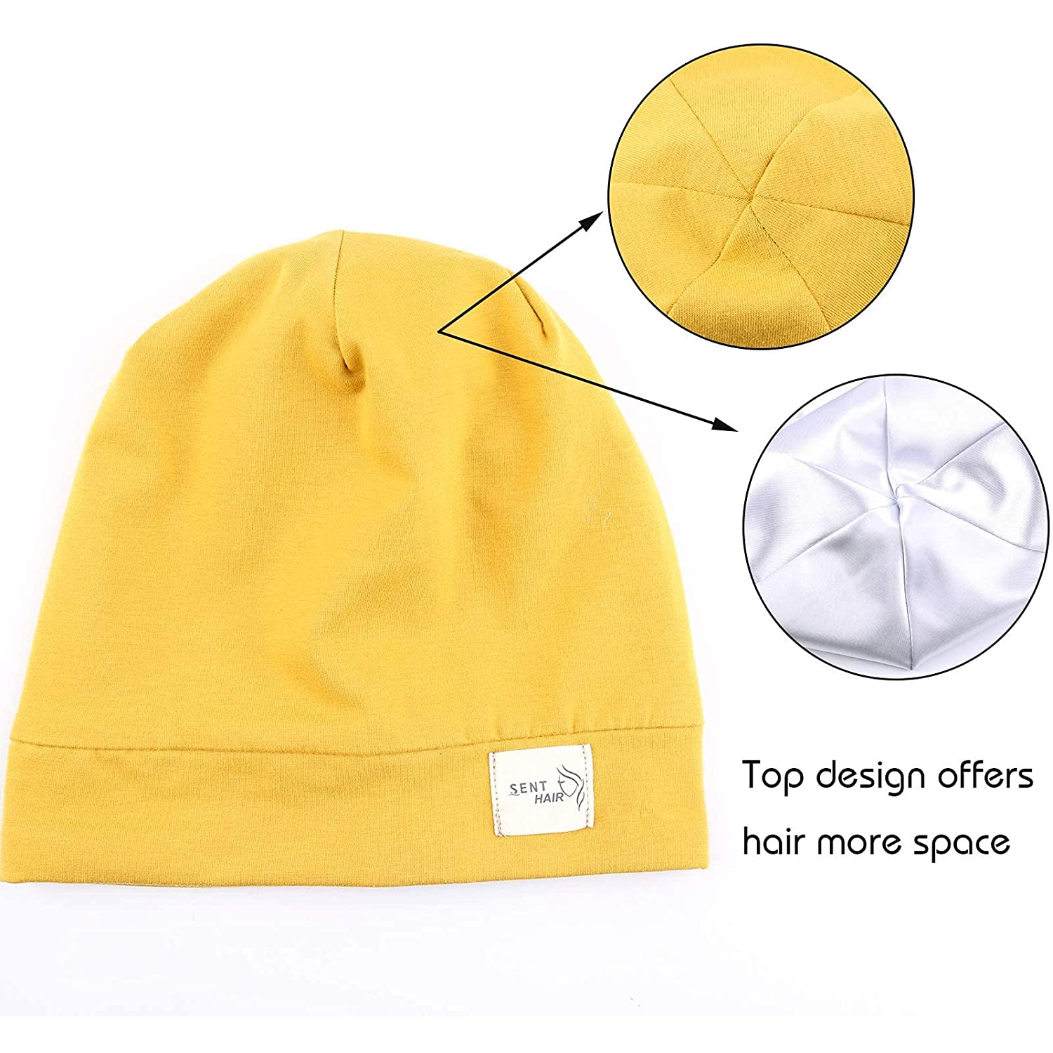 Sent Hair Kids Satin Lined Bonnet Silk Slouchy Beanie for Natural Hair Adjustable Sleep Bonnet Slap