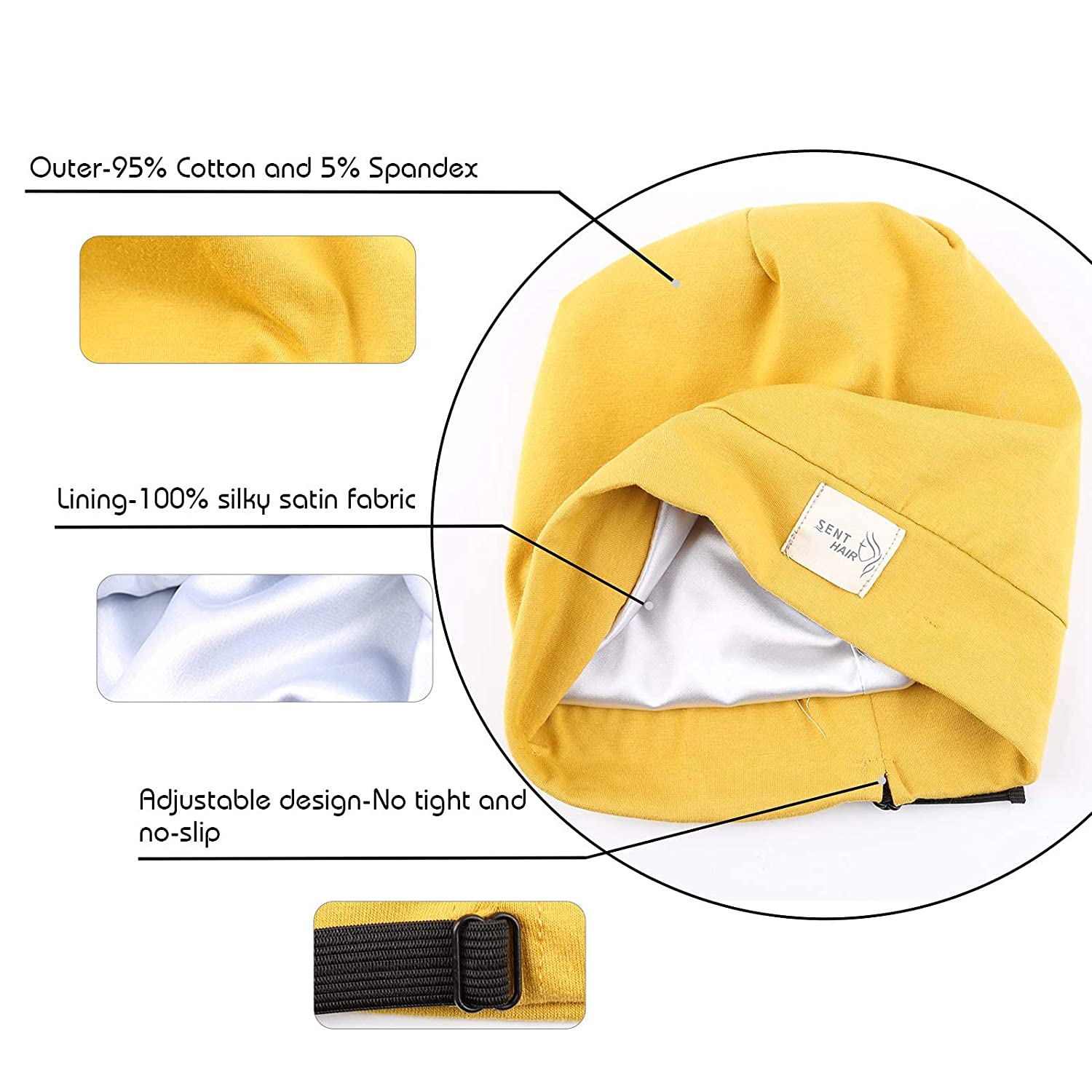 Sent Hair Kids Satin Lined Bonnet Silk Slouchy Beanie for Natural Hair Adjustable Sleep Bonnet Slap