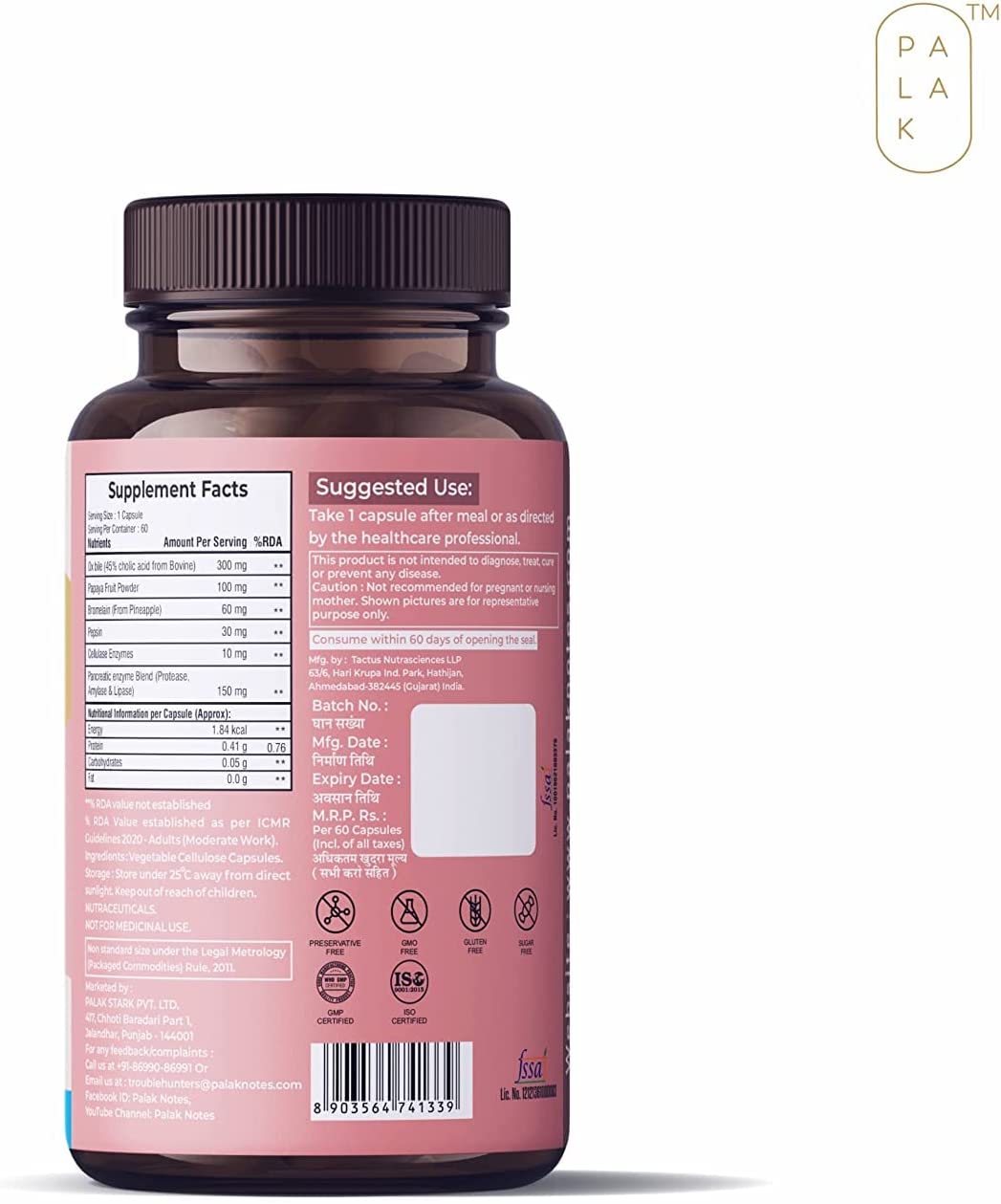 24 Karat Palak Notes: Digest Fat for Fatty Liver & Better Digestion 60 Capsule