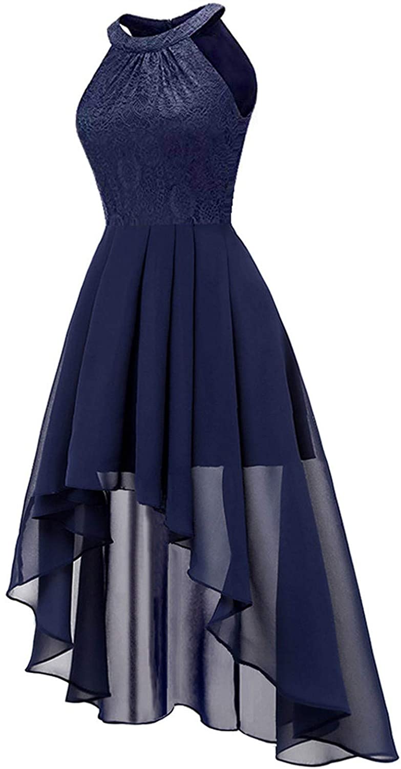 haoricu Women Summer Casual Off Shoulder Short Sleeve Lace Irregular Hem Party Dress