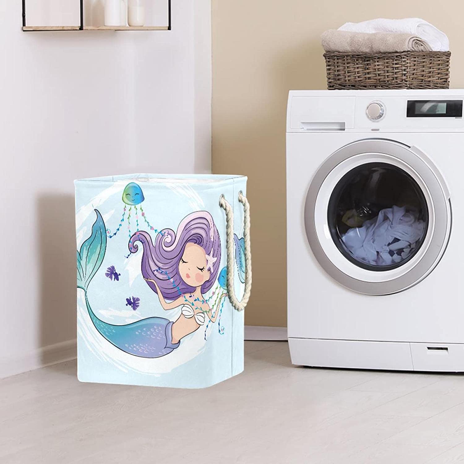Storage Basket Mermaid Jellyfish Storage Basket Color Printing Storage Box Collapsible Basket With H