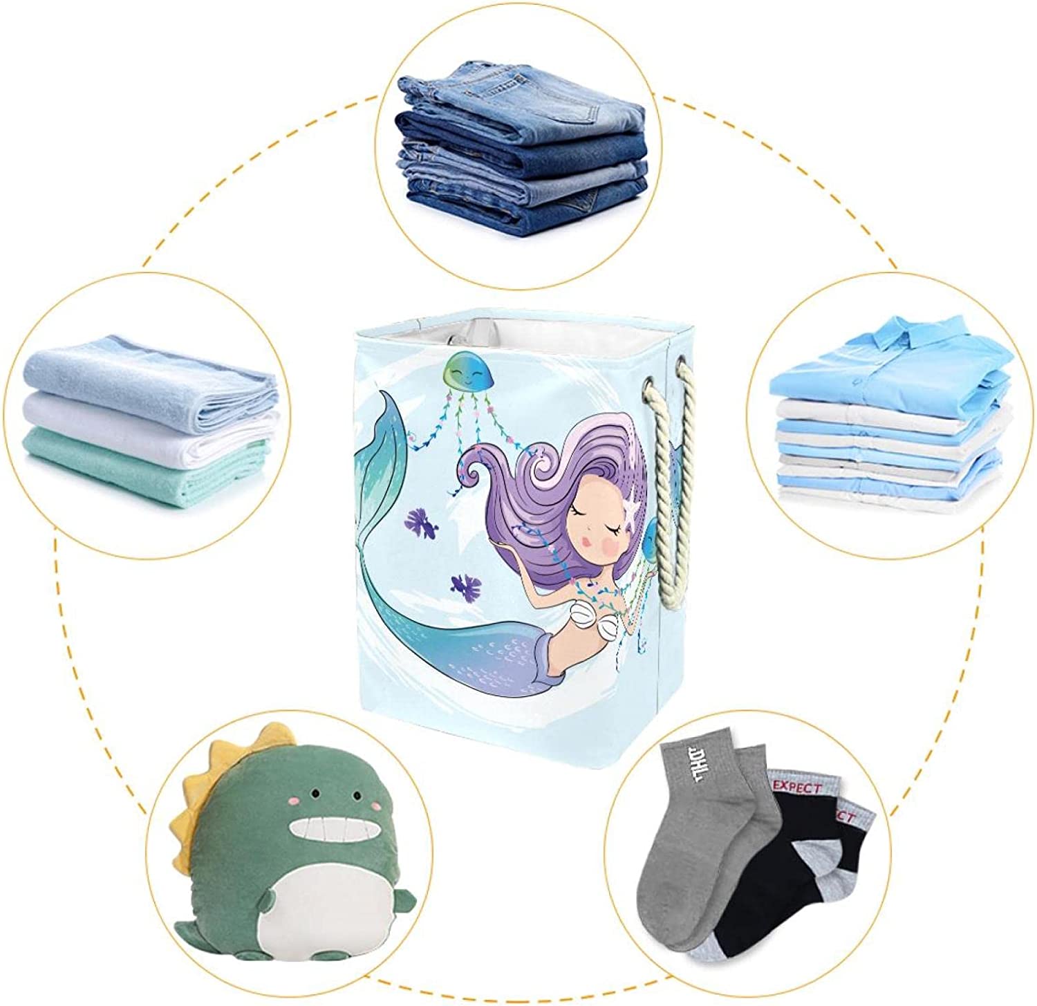 Storage Basket Mermaid Jellyfish Storage Basket Color Printing Storage Box Collapsible Basket With H