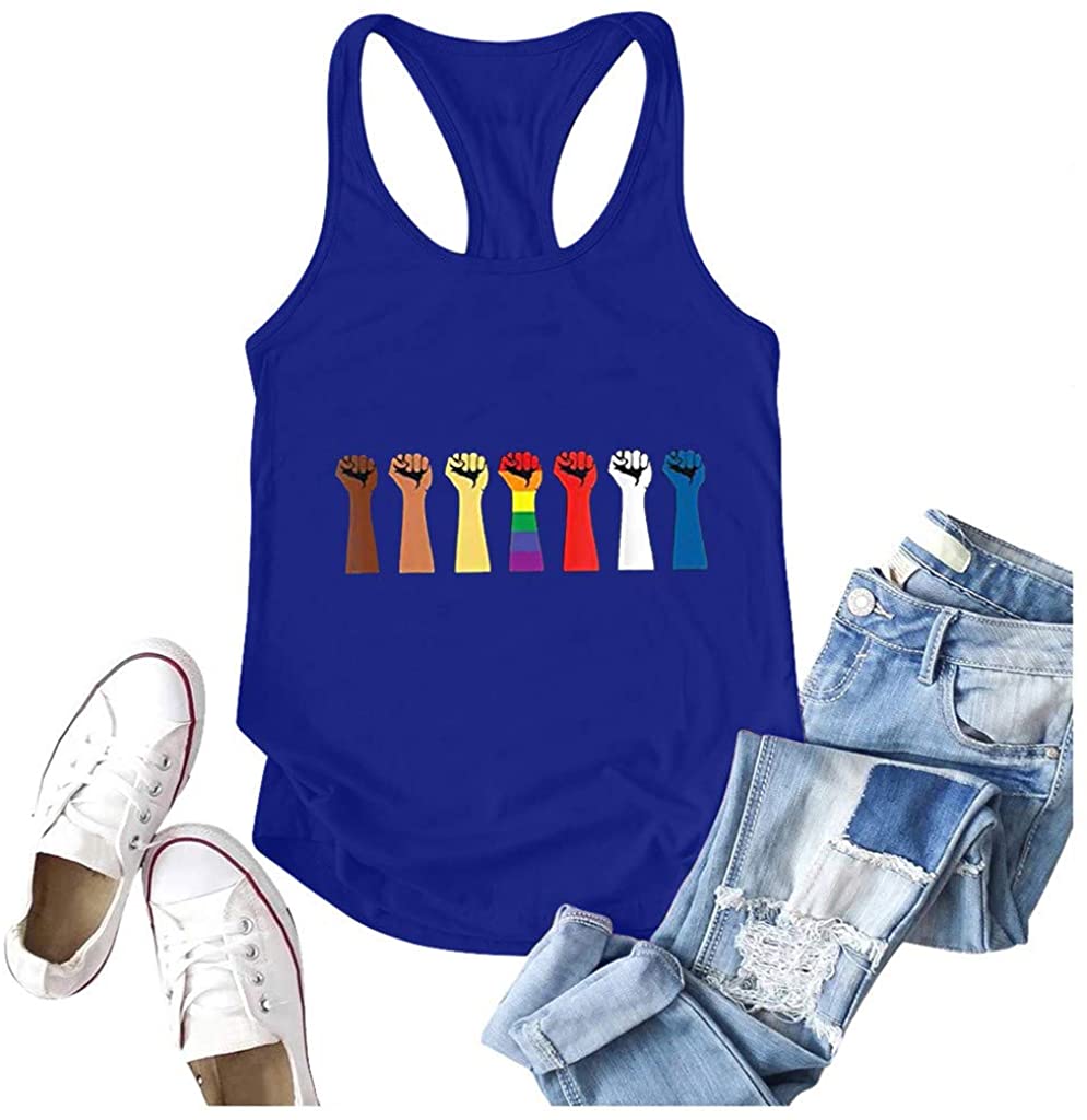 Dosoop Women Graphic Workout Tank Top Summer Casual Loose Fit Crewneck Sleeveless Scoop Neck T-Shirt