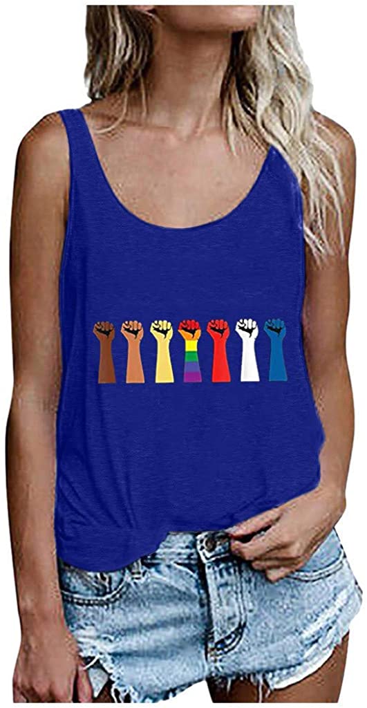 Dosoop Women Graphic Workout Tank Top Summer Casual Loose Fit Crewneck Sleeveless Scoop Neck T-Shirt