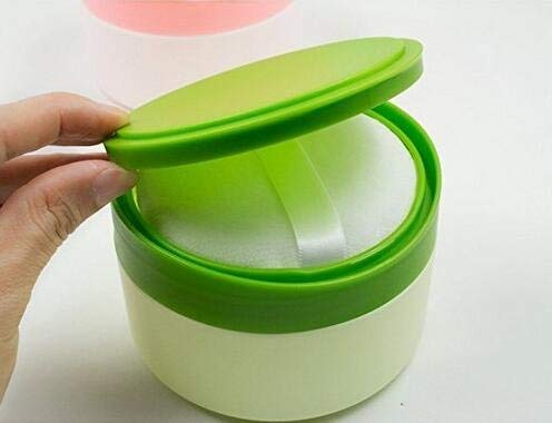 1PC Empty Refillable Green Plastic Baby Skin Care Baby Bath Puff Container Kit Talcum Powder Case St
