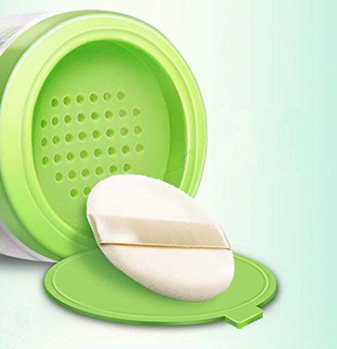 1PC Empty Refillable Green Plastic Baby Skin Care Baby Bath Puff Container Kit Talcum Powder Case St