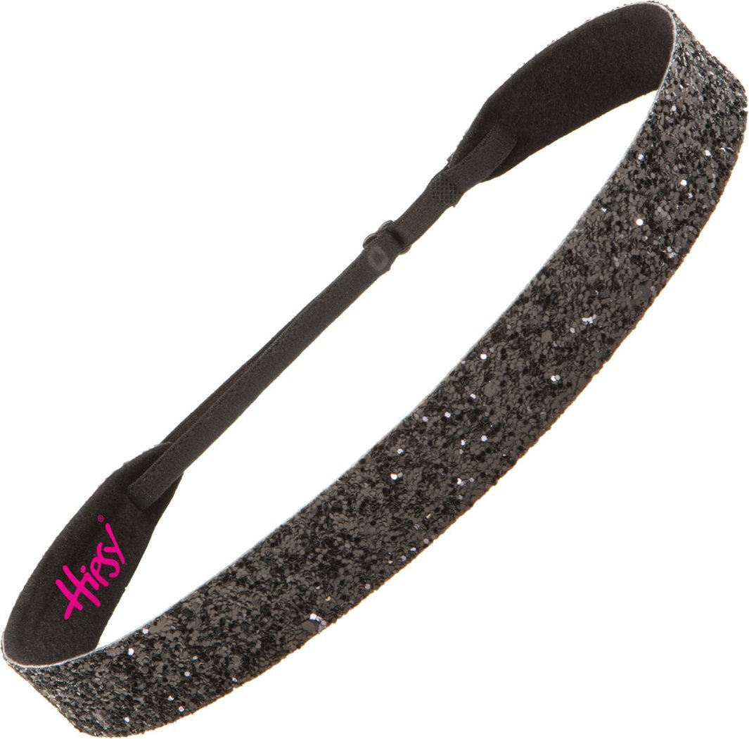Hipsy Adjustable Non Slip Fashion Wide Bling Glitter Headbands for Women Girls & Teens 2-Pack (Black