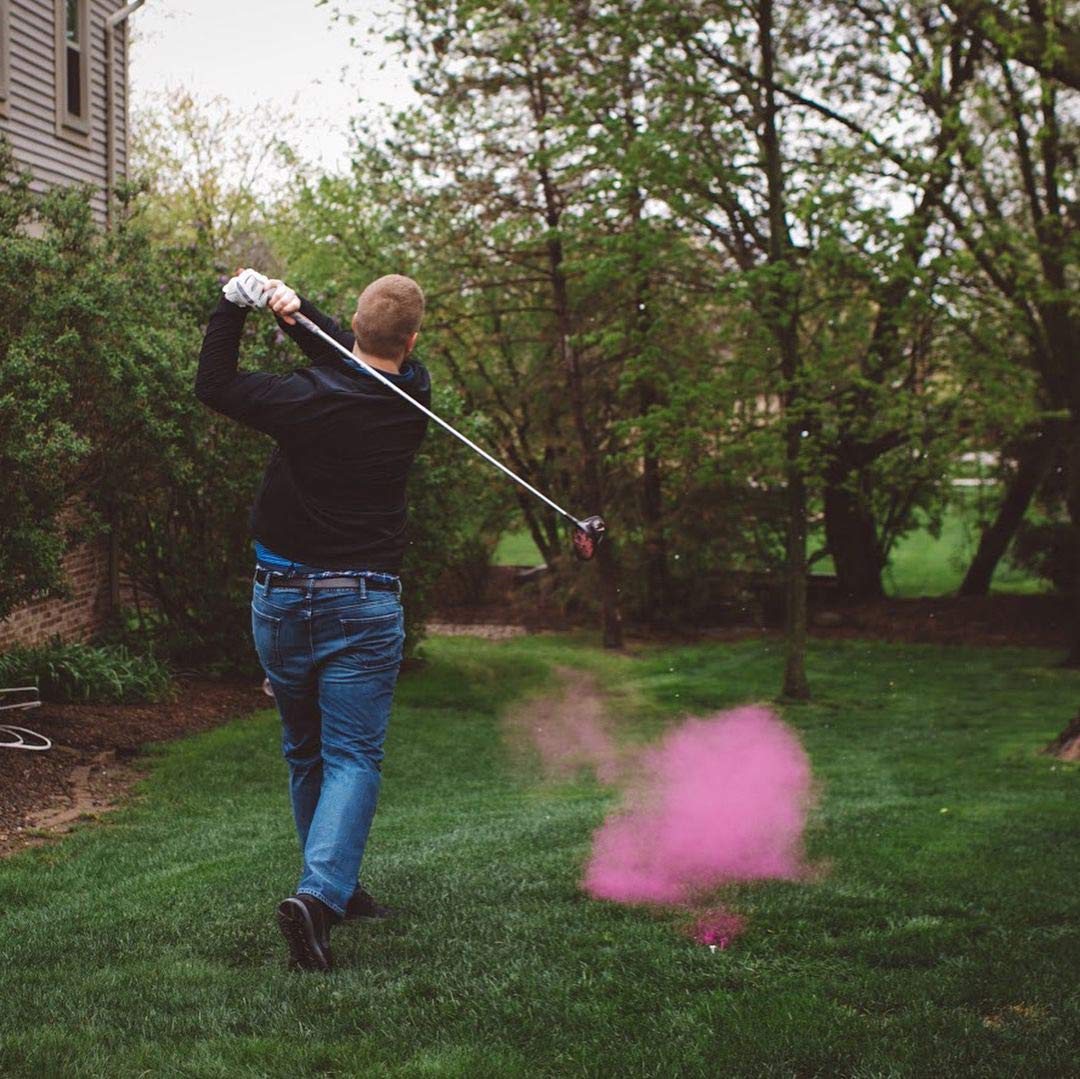 Gender Reveal Golf Balls Exploding Golf Ball Set - 2 Balls - 1 Pink & Blue Plus Golf Tees and 20 PIN