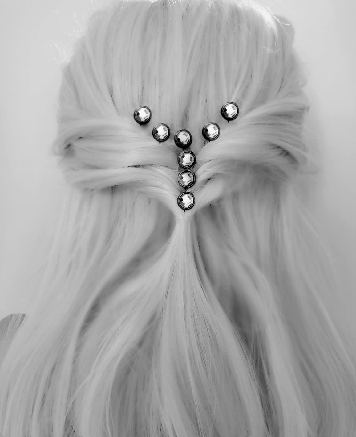 Crystal Hair Pins for Women, Decorative Champagne Bobby Pin Set of 8 Blush Peach Hairpins, Sparkly G