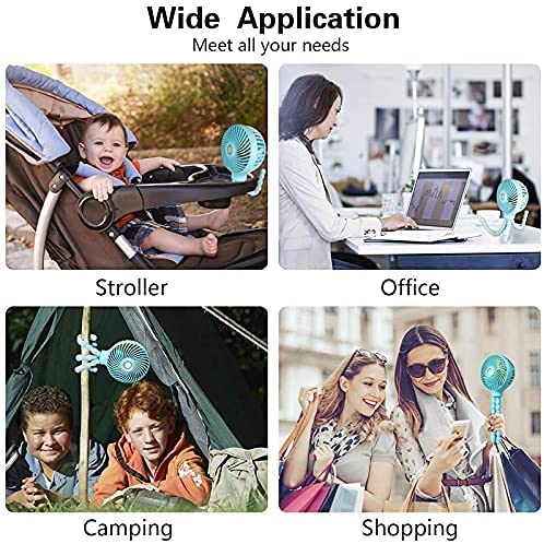 Lalalu Mini Handheld Tripod Stroller Fan 2000mAh Personal Portable Car Seat Flexible Baby Fans USB B