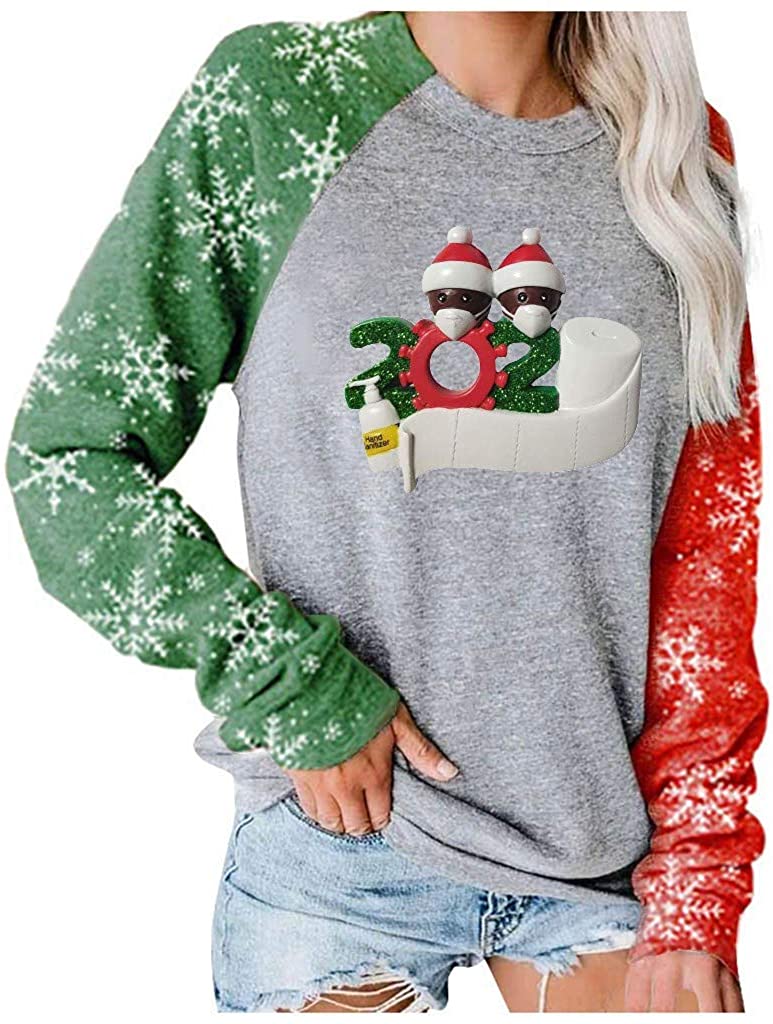 Dosoop Merry Christmas Color Block Blouse Women