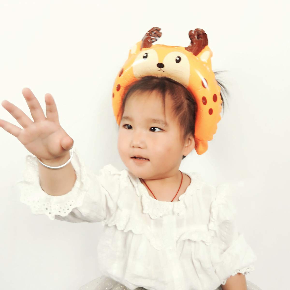 LEDMOMO 50pcs Adorable Cartoon Animals Head Hoop Shaped Balloons Foil Balloons