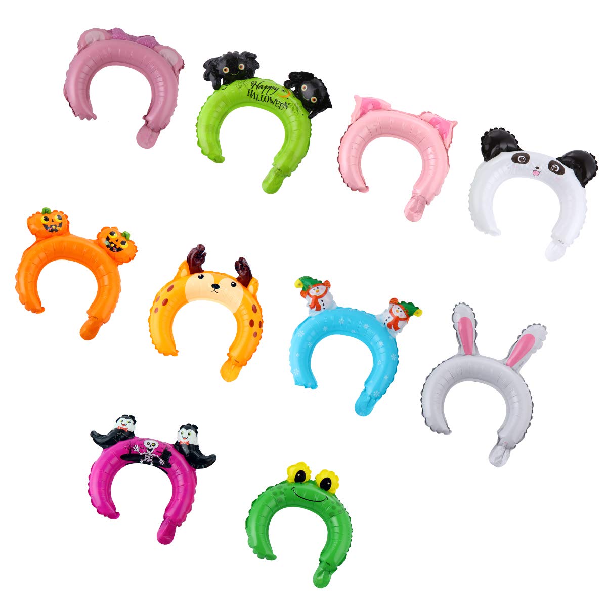 LEDMOMO 50pcs Adorable Cartoon Animals Head Hoop Shaped Balloons Foil Balloons