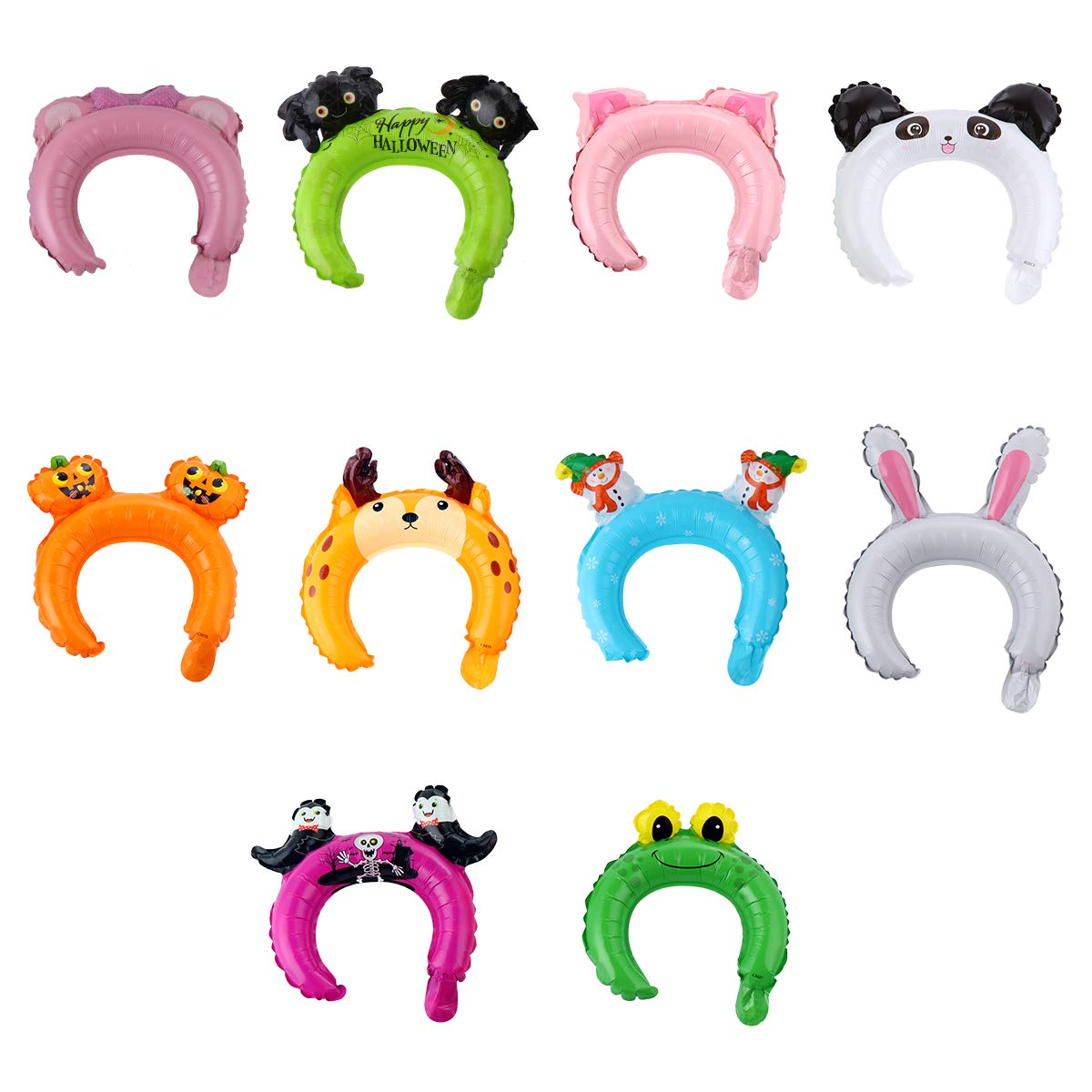 LEDMOMO 50pcs Adorable Cartoon Animals Head Hoop Shaped Balloons Foil Balloons