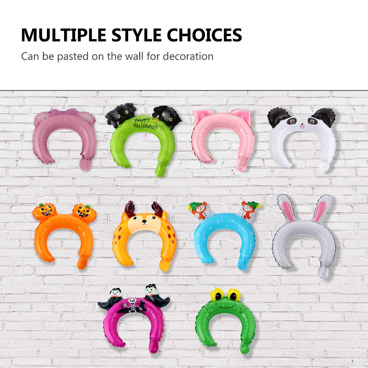 LEDMOMO 50pcs Adorable Cartoon Animals Head Hoop Shaped Balloons Foil Balloons