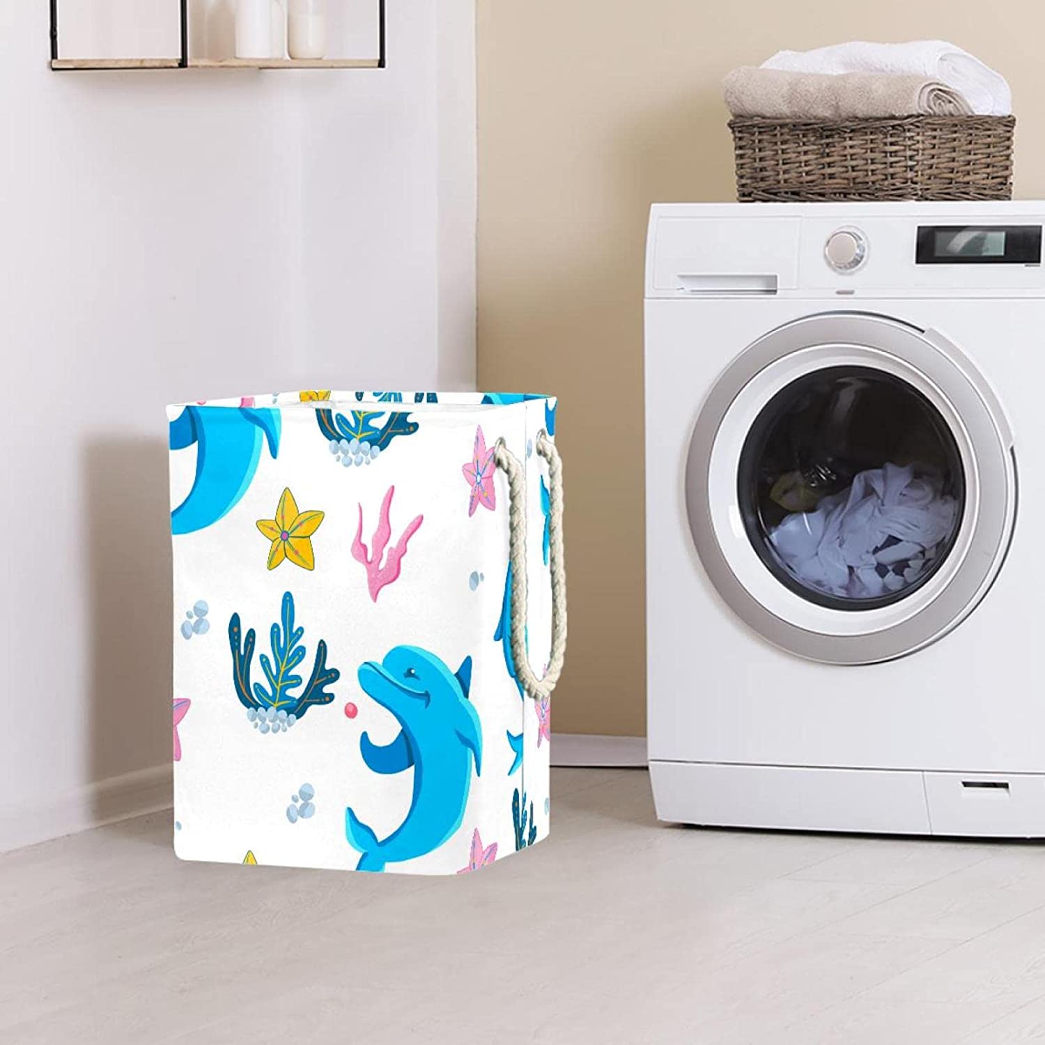 Storage Basket Rectangular Cartoon Dolphin Storage Basket Color Printing Storage Box Collapsible Bas