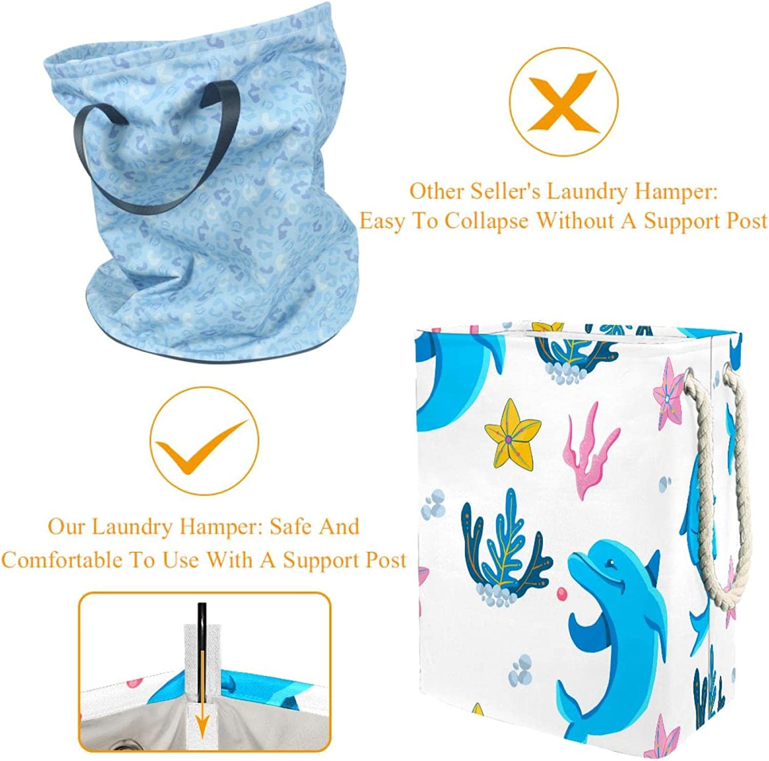 Storage Basket Rectangular Cartoon Dolphin Storage Basket Color Printing Storage Box Collapsible Bas