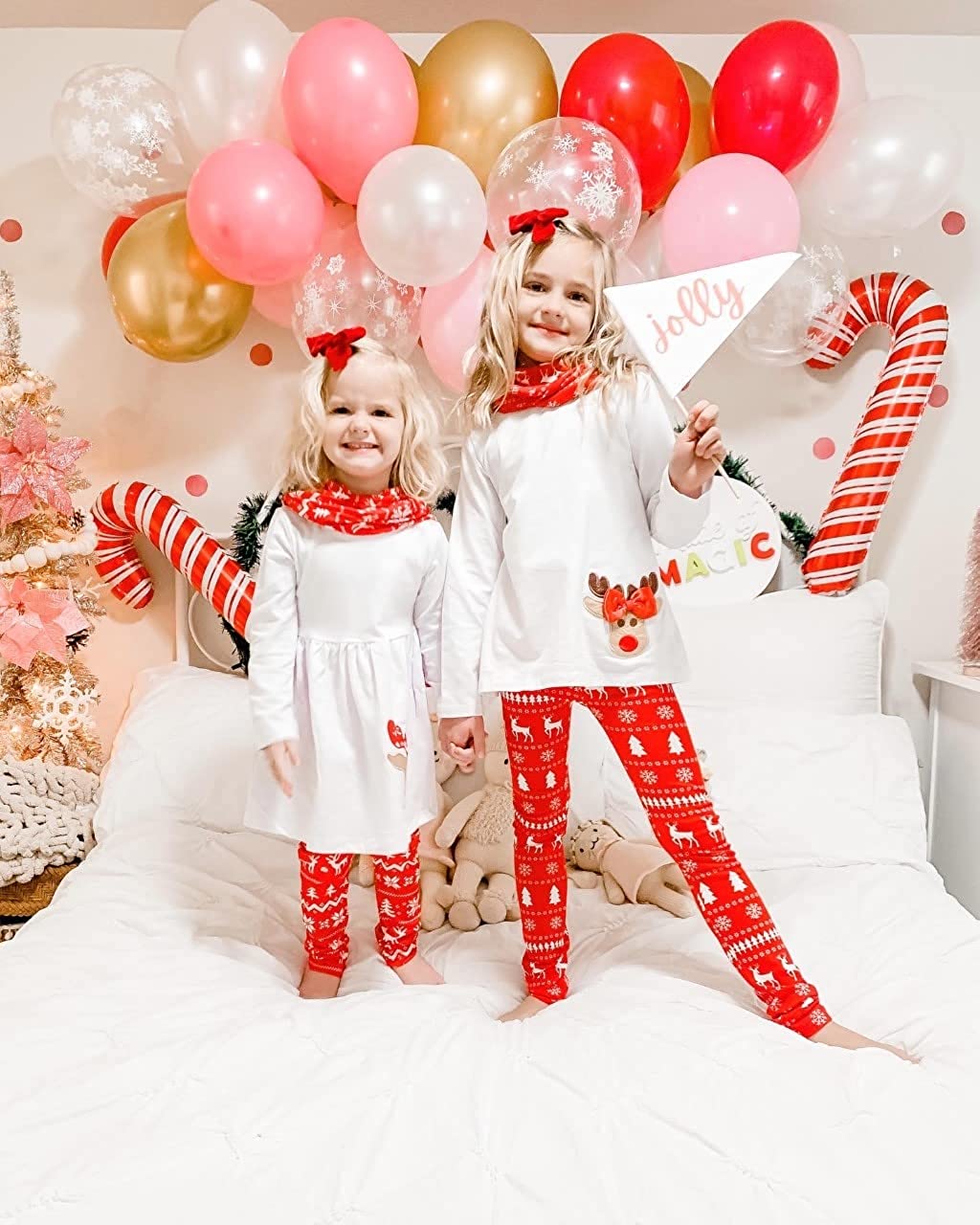 Unique Baby Girls 3 Piece Christmas Reindeer Legging Set White