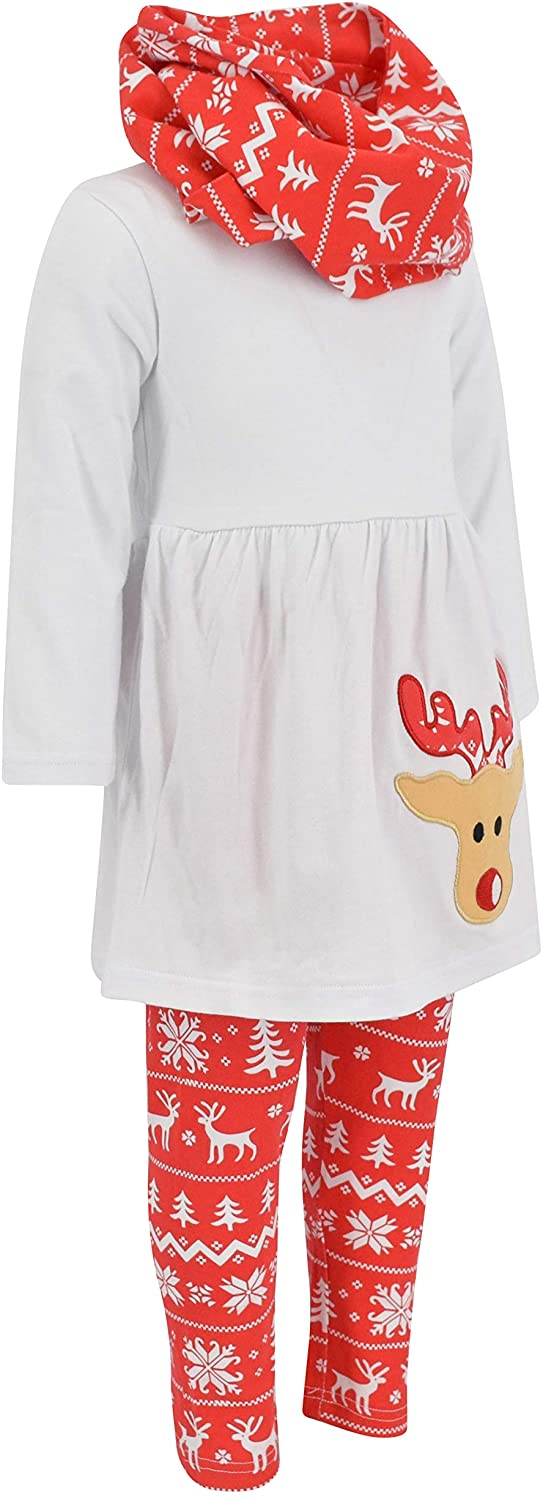 Unique Baby Girls 3 Piece Christmas Reindeer Legging Set White