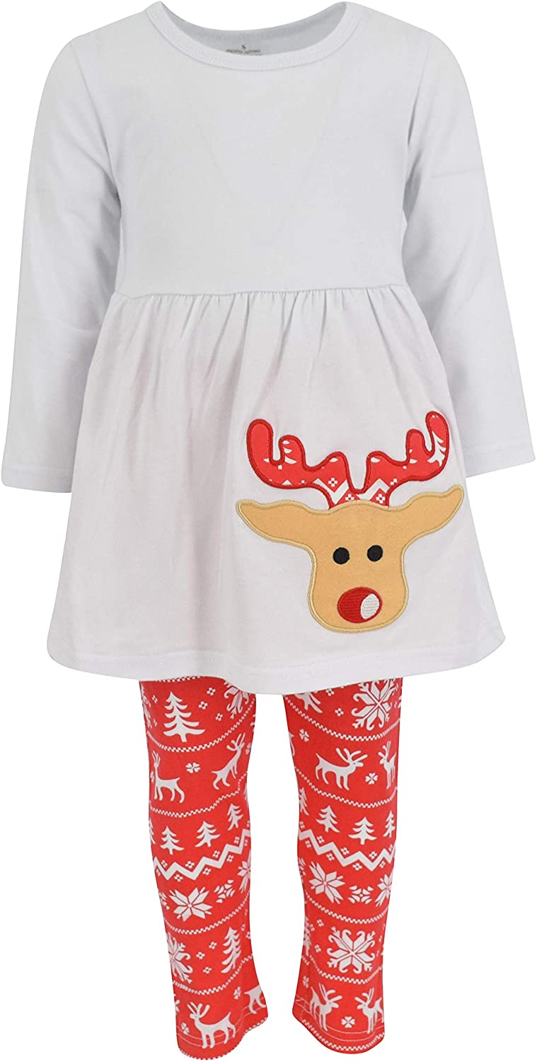 Unique Baby Girls 3 Piece Christmas Reindeer Legging Set White