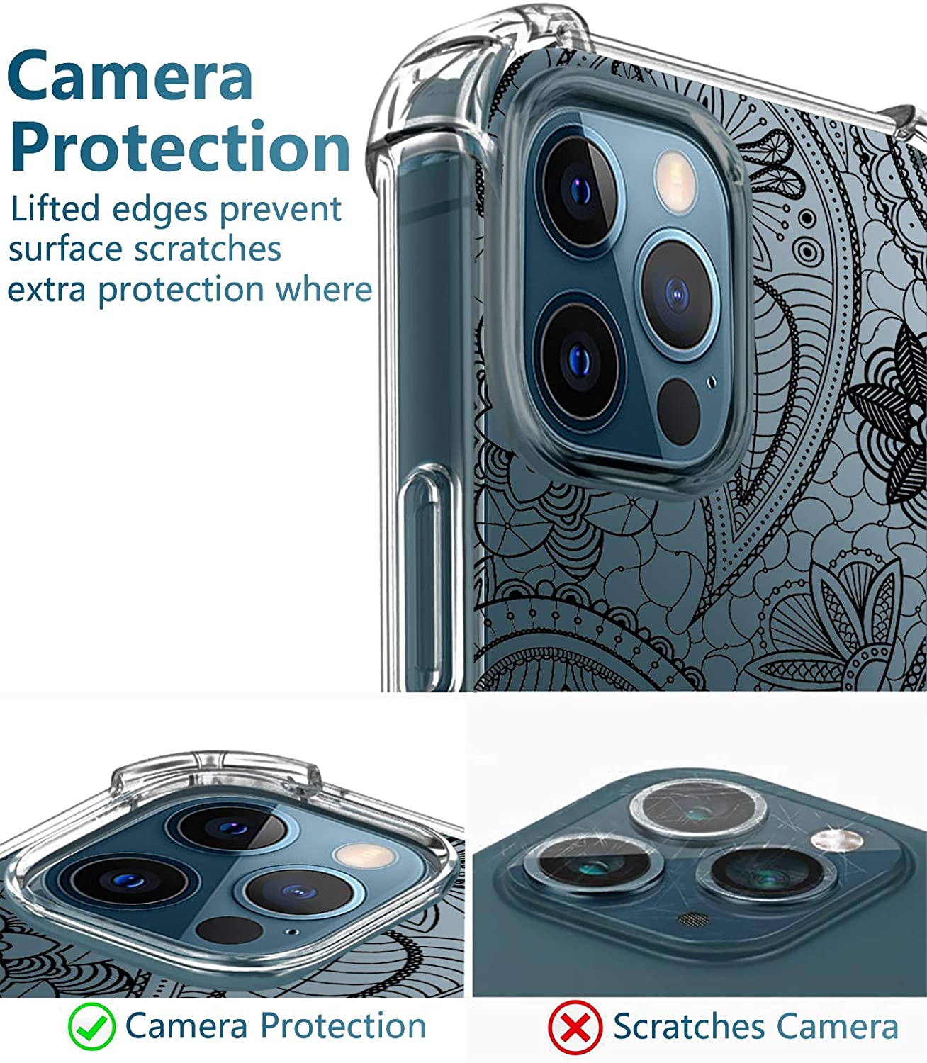 Cover Case Compatible With iPhone 12 Pro Max 6.7 inch 2020,Flower Lace Edge Pattern Liquid Crystal S