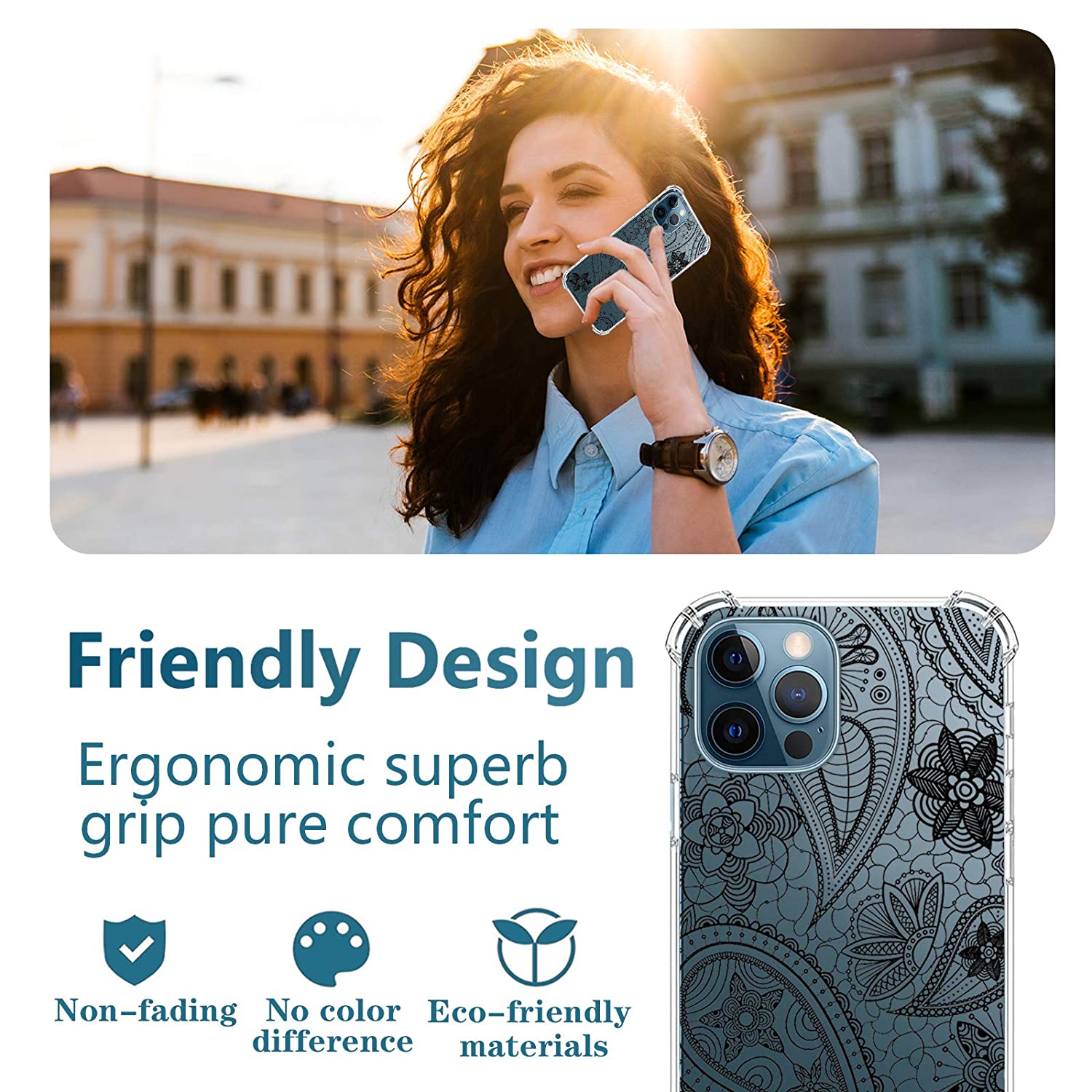 Cover Case Compatible With iPhone 12 Pro Max 6.7 inch 2020,Flower Lace Edge Pattern Liquid Crystal S