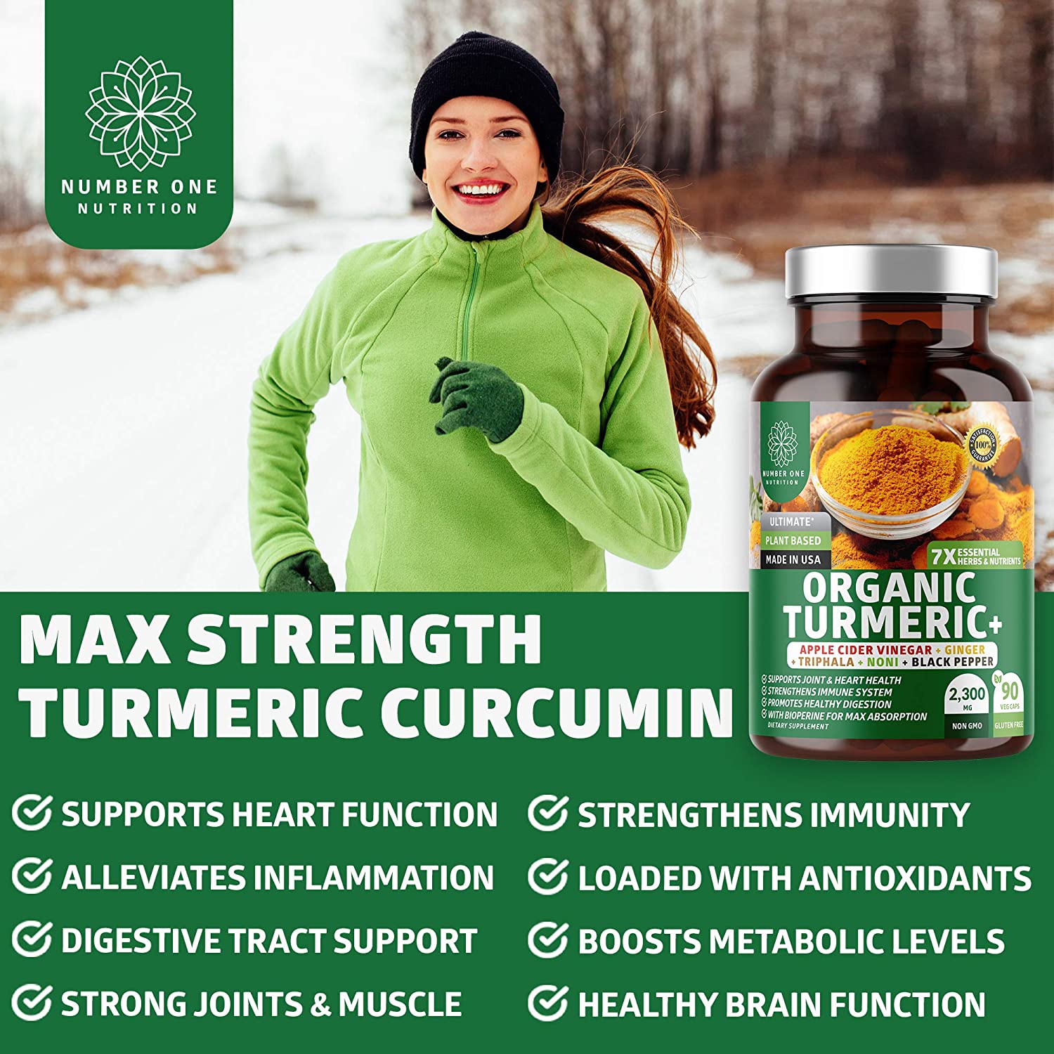N1N Premium Turmeric Curcumin with BioPerine [Max Absorption, 2300mg] Organic Turmeric Capsules with